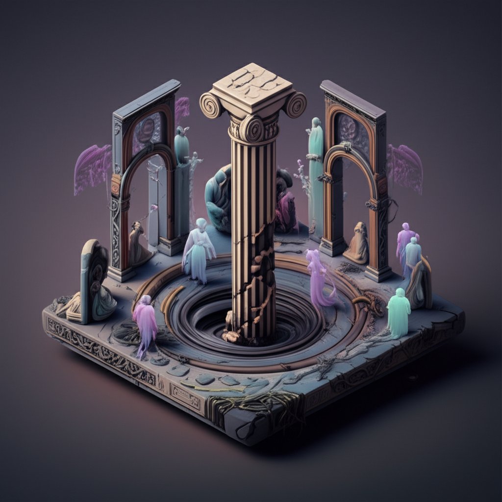 Ancient Greek architecture of darkness: chthonic sites, tombs, and mysterious subterranean structures.