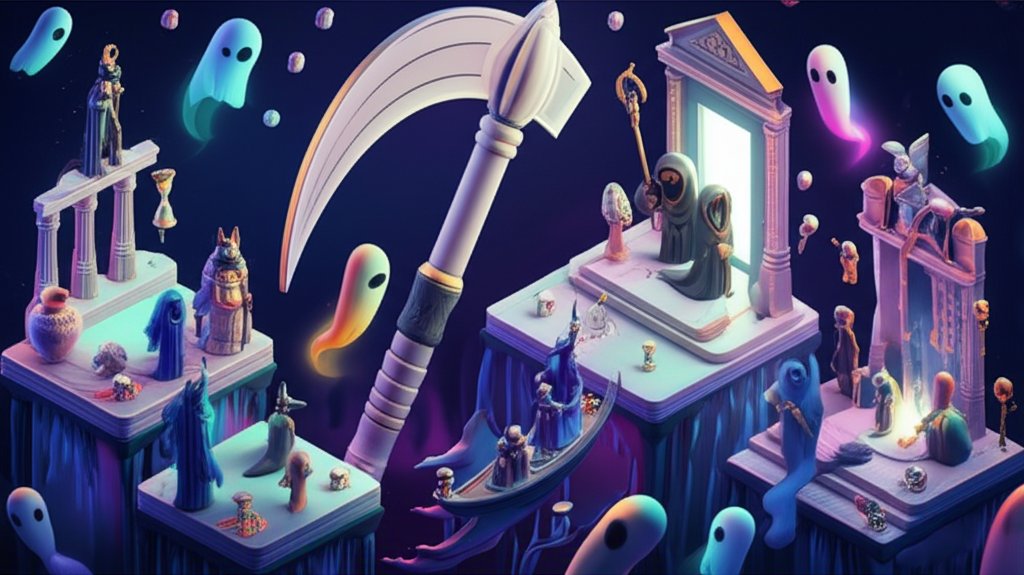 Pantheon of mythological reapers and death deities guiding souls.