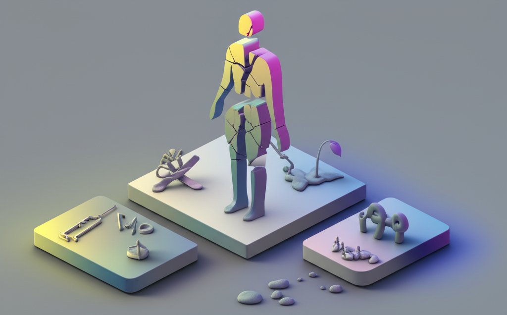 Spectrum of sickness: from physical illness to symbolic health struggles visualized.